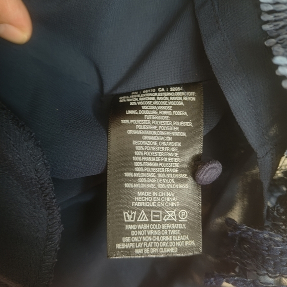 anthropology Maeve Navy Blue Sequin Fringe Fringe Sleeveless Short Dress Sz‎ 2 - Picture 14 of 16